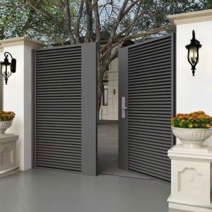 Cổng Nhôm 2 Cánh Nan Chớp Sơn Tĩnh Điện Hiện Đại