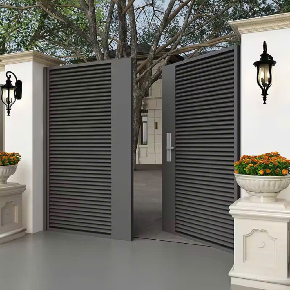 Cổng Nhôm 2 Cánh Nan Chớp Sơn Tĩnh Điện Hiện Đại