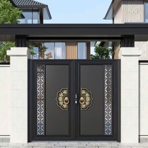 Cổng Nhôm 2 Cánh Sơn Tĩnh Điện Hiện Đại Pha Cổ Điển